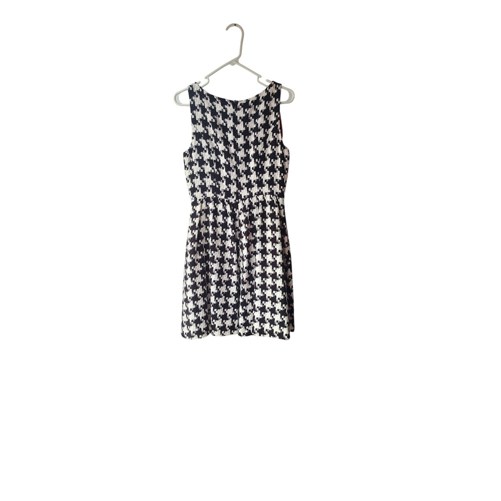 Jessica Simpson Houndstooth‎ Fit and Flare Dress Black White Pink Lining Size 8 - Picture 3 of 3